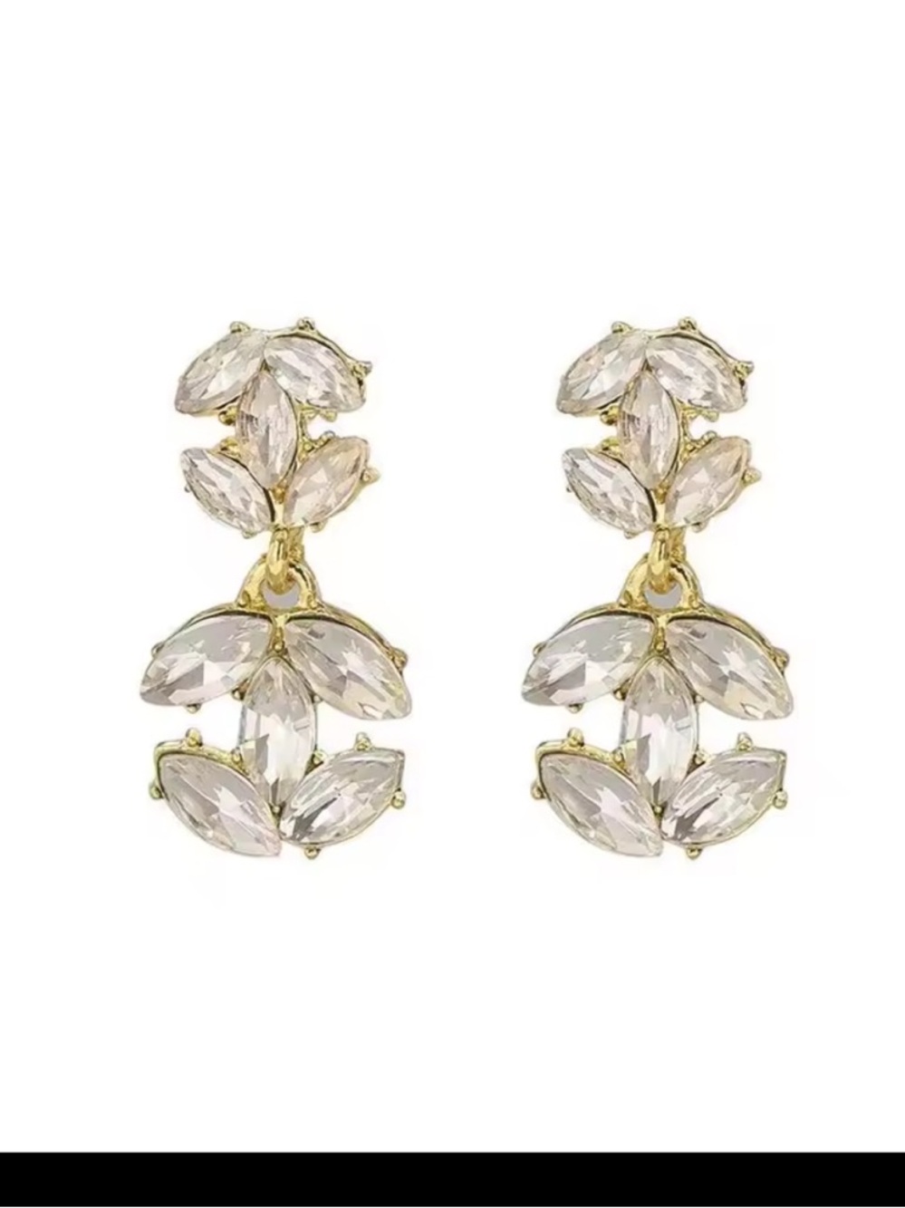 Gold & Crystal double C fashion drop earrings - Picture 5 of 5